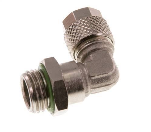 8x6 & G1/4'' Nickel plated Brass Elbow Push-on Fitting with Male Threads FKM Rotatable [2 Pieces]