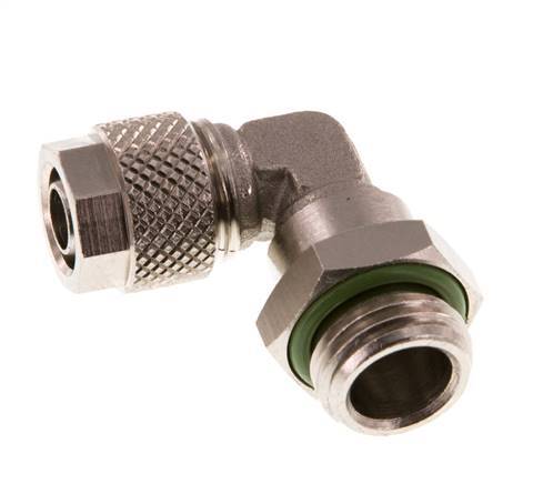 8x6 & G1/4'' Nickel plated Brass Elbow Push-on Fitting with Male Threads FKM Rotatable [2 Pieces]