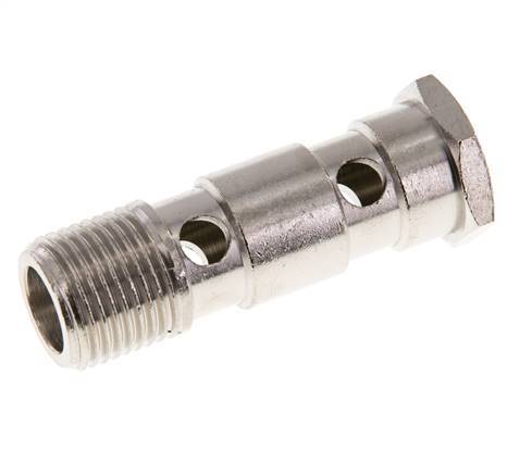 2-way nickel-plated Brass Banjo Bolt with G1/2'' Male Threads L62.5mm