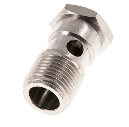 1-way nickel-plated Brass Banjo Bolt with G1/2'' Male Threads L37.3mm