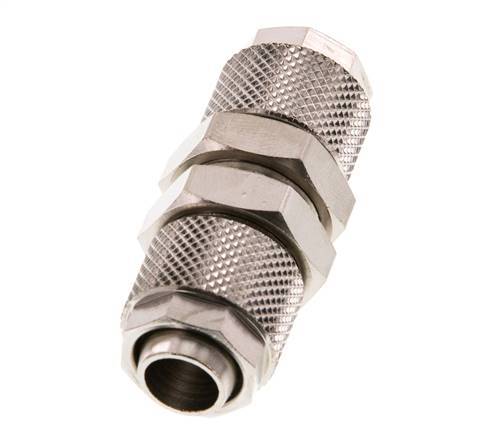 12x10 Nickel plated Brass Straight Push-on Fitting Bulkhead