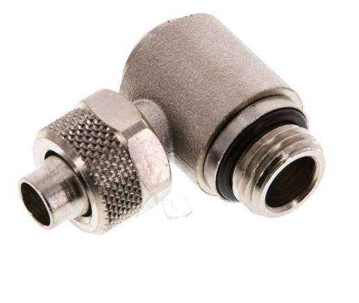 10x8 & G1/4'' Nickel plated Brass Elbow Push-on Fitting with Male Threads Rotatable Inner Hexagon