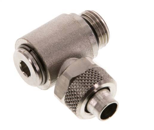 10x8 & G1/4'' Nickel plated Brass Elbow Push-on Fitting with Male Threads Rotatable Inner Hexagon