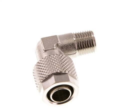 10x8 & R1/8'' Nickel plated Brass Elbow Push-on Fitting with Male Threads [2 Pieces]