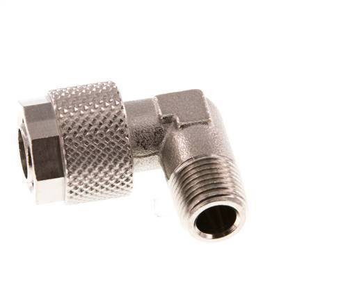 10x8 & R1/8'' Nickel plated Brass Elbow Push-on Fitting with Male Threads [2 Pieces]