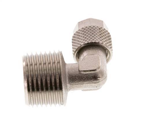 6x4 & R3/8'' Nickel plated Brass Elbow Push-on Fitting with Male Threads [2 Pieces]
