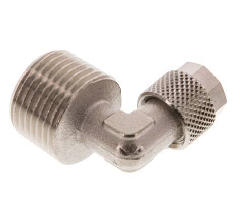 6x4 & R3/8'' Nickel plated Brass Elbow Push-on Fitting with Male Threads [2 Pieces]
