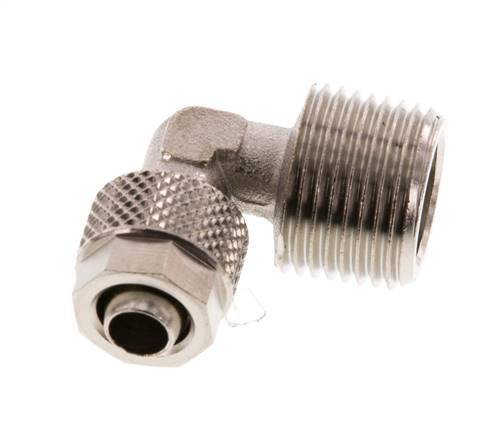 8x6 & R3/8'' Nickel plated Brass Elbow Push-on Fitting with Male Threads [2 Pieces]