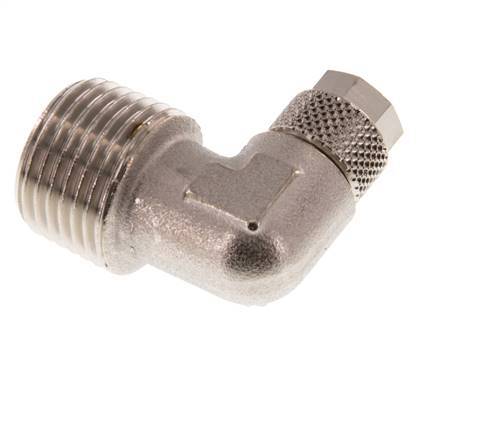 8x6 & R1/2'' Nickel plated Brass Elbow Push-on Fitting with Male Threads [2 Pieces]