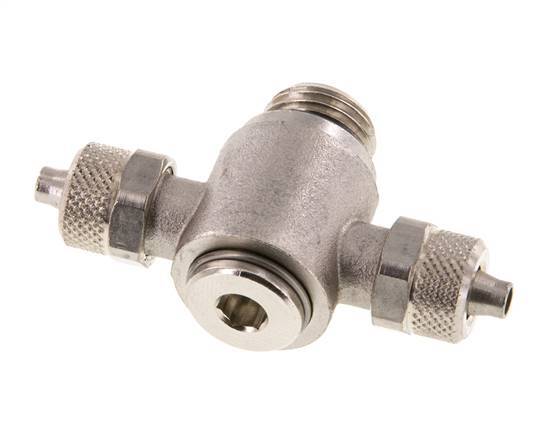 6x4 & G1/4'' Nickel plated Brass Tee Push-on Fitting with Male Threads Rotatable Inner Hexagon