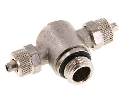 6x4 & G1/4'' Nickel plated Brass Tee Push-on Fitting with Male Threads Rotatable Inner Hexagon