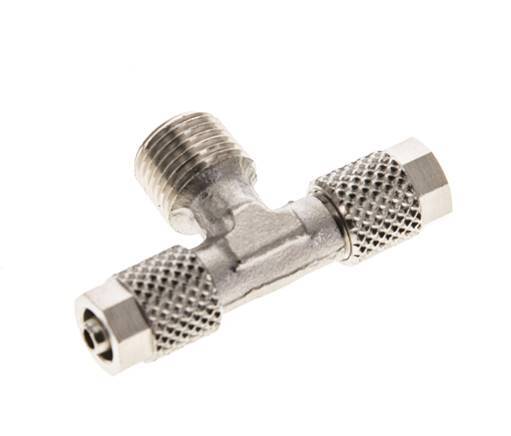 5x3 & R1/8'' Nickel plated Brass Tee Push-on Fitting with Male Threads [2 Pieces]