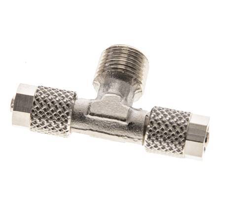 5x3 & R1/8'' Nickel plated Brass Tee Push-on Fitting with Male Threads [2 Pieces]