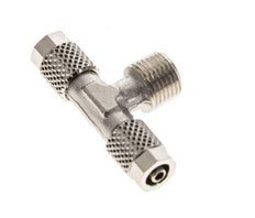 5x3 & R1/8'' Nickel plated Brass Tee Push-on Fitting with Male Threads [2 Pieces]