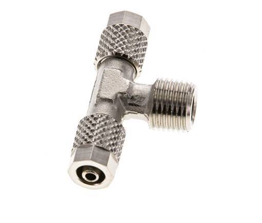 5x3 & R1/8'' Nickel plated Brass Tee Push-on Fitting with Male Threads [2 Pieces]