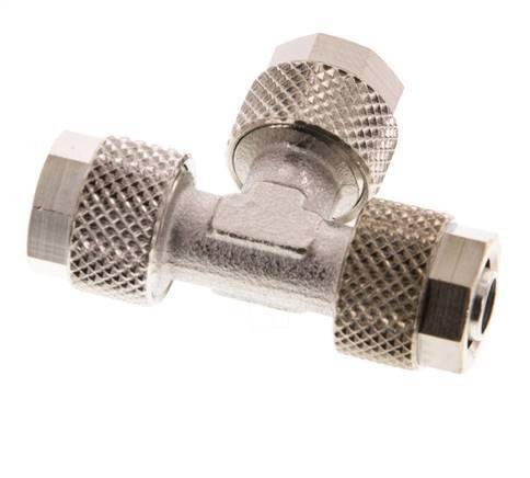 8x6 Nickel plated Brass Tee Push-on Fitting [2 Pieces]