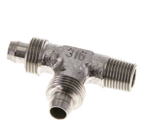 8x6 & R1/8'' Stainless Steel 1.4305 Right Angle Tee Push-on Fitting with Male Threads