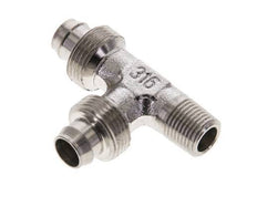 10x8 & R1/8'' Stainless Steel 1.4305 Right Angle Tee Push-on Fitting with Male Threads