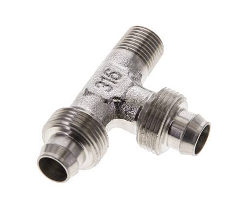 10x8 & R1/8'' Stainless Steel 1.4305 Right Angle Tee Push-on Fitting with Male Threads