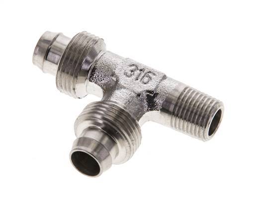 10x8 & R1/8'' Stainless Steel 1.4305 Right Angle Tee Push-on Fitting with Male Threads