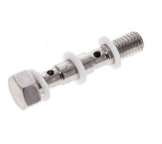 2-way Stainless Steel Banjo Bolt with M5 Male Threads PTFE L27mm