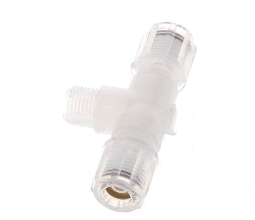 6x4mm & G1/8'' PFA T-Shape Tee Cutting Fitting with Male Threads 10 bar