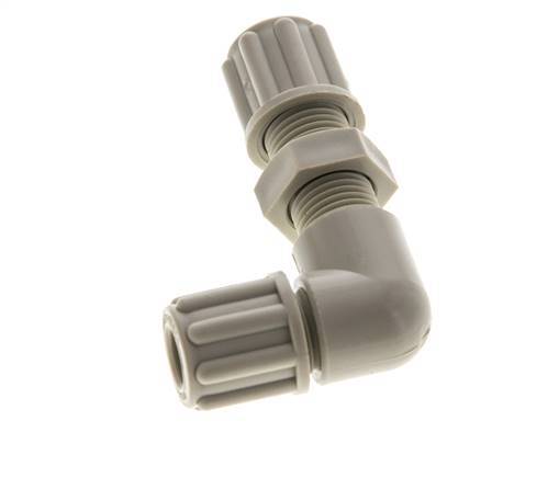 6x4mm PP Elbow Compression Fitting Bulkhead 10 bar