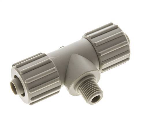 15x9mm & G1/4'' PP T-Shape Tee Compression Fitting with Male Threads 10 bar PVC and PA