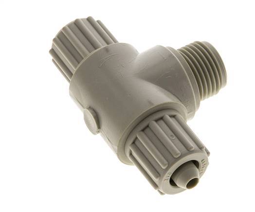 12x6mm & G1/2'' PP T-Shape Tee Compression Fitting with Male Threads 10 bar PVC and PA