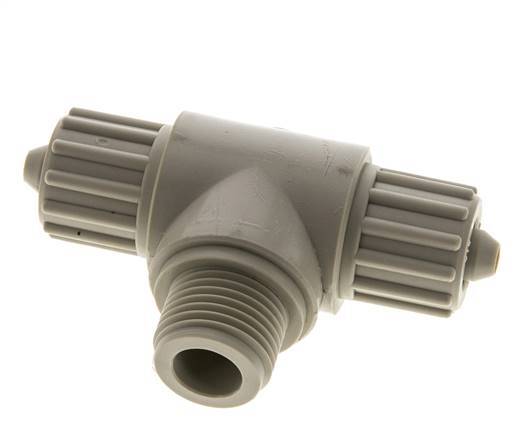12x6mm & G1/2'' PP T-Shape Tee Compression Fitting with Male Threads 10 bar PVC and PA