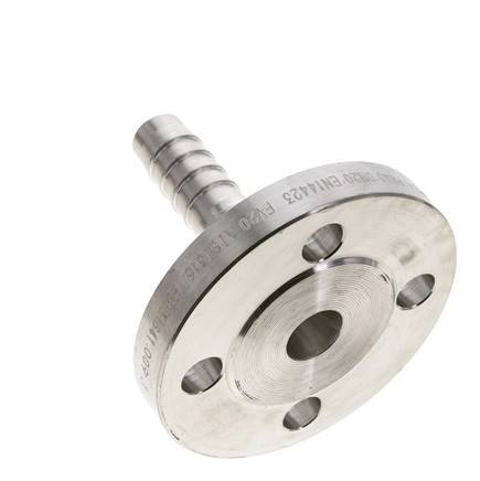 19x33 mm Stainless Steel 1.4401 Hose Pillar with Flange PN 10/16/25/40 DIN EN 14423 / DIN 2826