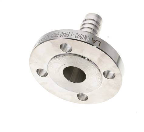 25x40 mm Stainless Steel 1.4401 Hose Pillar with Flange PN 10/16/25/40 DIN EN 14423 / DIN 2826