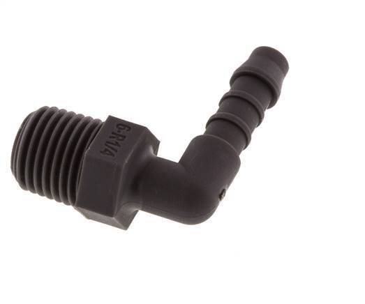 6 mm (1/4'') & R1/4'' PA 6 Elbow Hose Barb with Male Threads [10 Pieces]