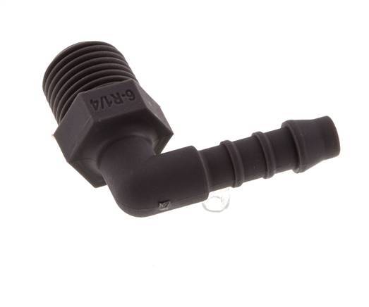 6 mm (1/4'') & R1/4'' PA 6 Elbow Hose Barb with Male Threads [10 Pieces]