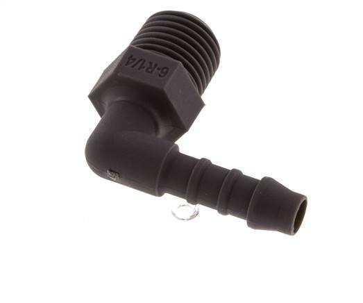 6 mm (1/4'') & R1/4'' PA 6 Elbow Hose Barb with Male Threads [10 Pieces]