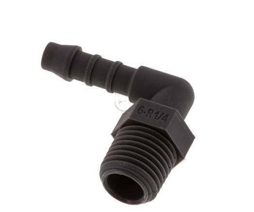 6 mm (1/4'') & R1/4'' PA 6 Elbow Hose Barb with Male Threads [10 Pieces]