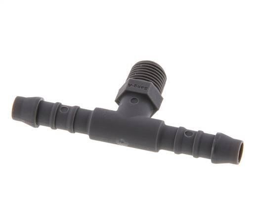 6 mm (1/4'') & R1/8'' PA 6 Tee Hose Barb with Male Threads [10 Pieces]