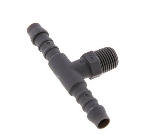 6 mm (1/4'') & R1/8'' PA 6 Tee Hose Barb with Male Threads [10 Pieces]