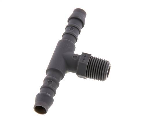 6 mm (1/4'') & R1/8'' PA 6 Tee Hose Barb with Male Threads [10 Pieces]