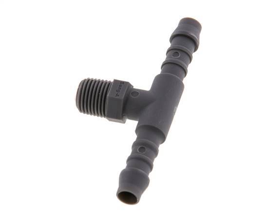 6 mm (1/4'') & R1/8'' PA 6 Tee Hose Barb with Male Threads [10 Pieces]