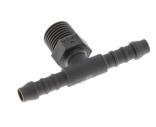 6 mm (1/4'') & R1/4'' PA 6 Tee Hose Barb with Male Threads [10 Pieces]