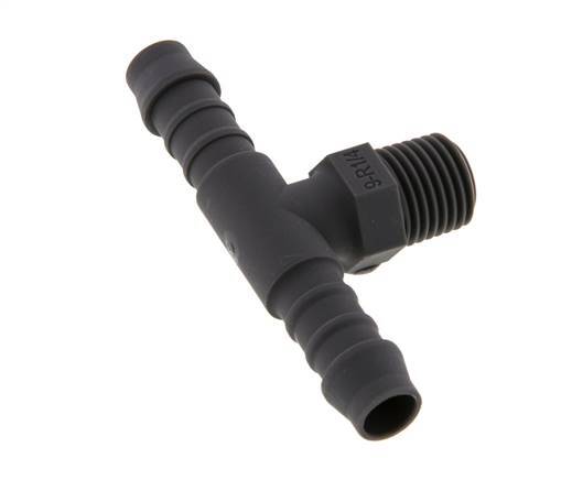 9 mm (3/8'') & R1/4'' PA 6 Tee Hose Barb with Male Threads [10 Pieces]