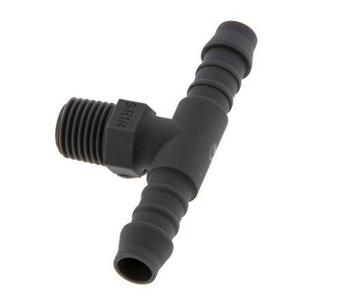 9 mm (3/8'') & R1/4'' PA 6 Tee Hose Barb with Male Threads [10 Pieces]