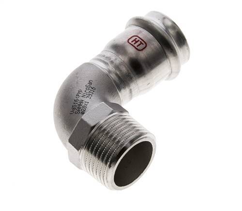 90deg Elbow Press Fitting - 28mm Female & R 1'' Male - Stainless Steel