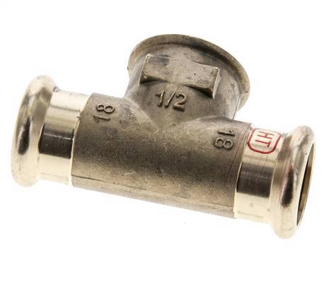 Tee Press Fitting - 18mm Female & Rp 1/2'' Female - Copper alloy
