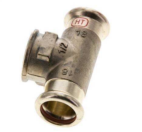 Tee Press Fitting - 18mm Female & Rp 1/2'' Female - Copper alloy
