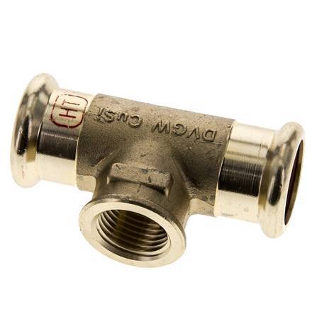 Tee Press Fitting - 22mm Female & Rp 1/2'' Female - Copper alloy