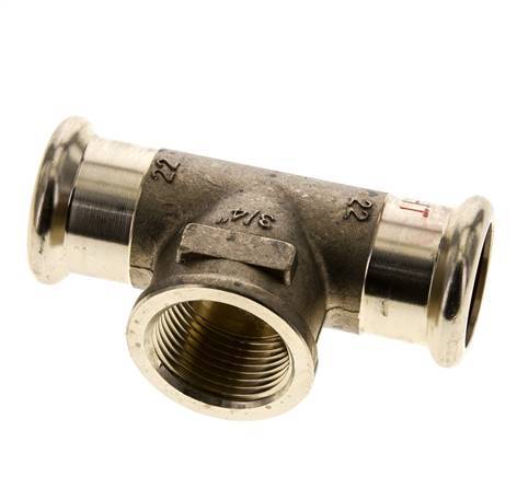 Tee Press Fitting - 22mm Female & Rp 3/4'' Female - Copper alloy