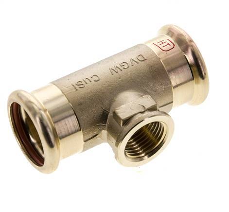 Tee Press Fitting - 28mm Female & Rp 1/2'' Female - Copper alloy
