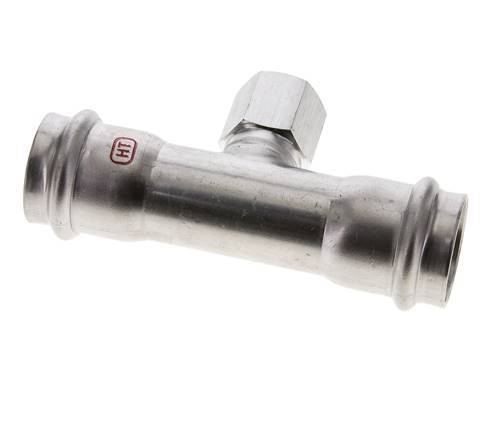 Tee Press Fitting - 28mm Female & Rp 1/2'' Female - Stainless Steel